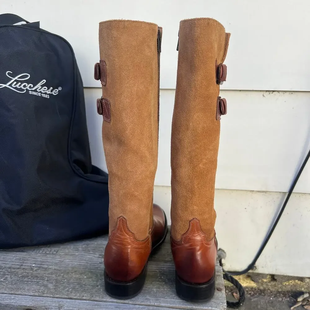 Lucchese Paige Cowhide Round Toe Riding Boots 6 1/2 B Style M8500
